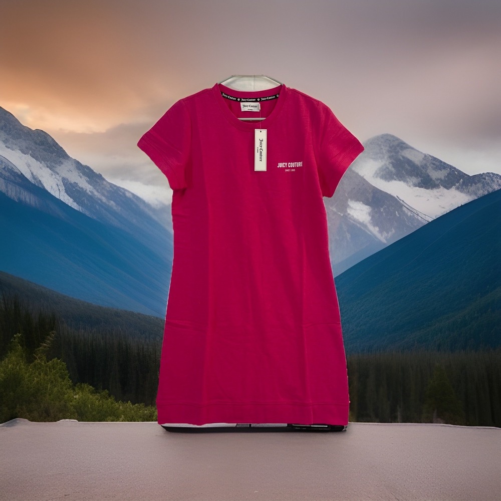 NWT‎ Juicy Couture Womens Sz M Pink Short Sleeve Knee Length T-Shirt Dress